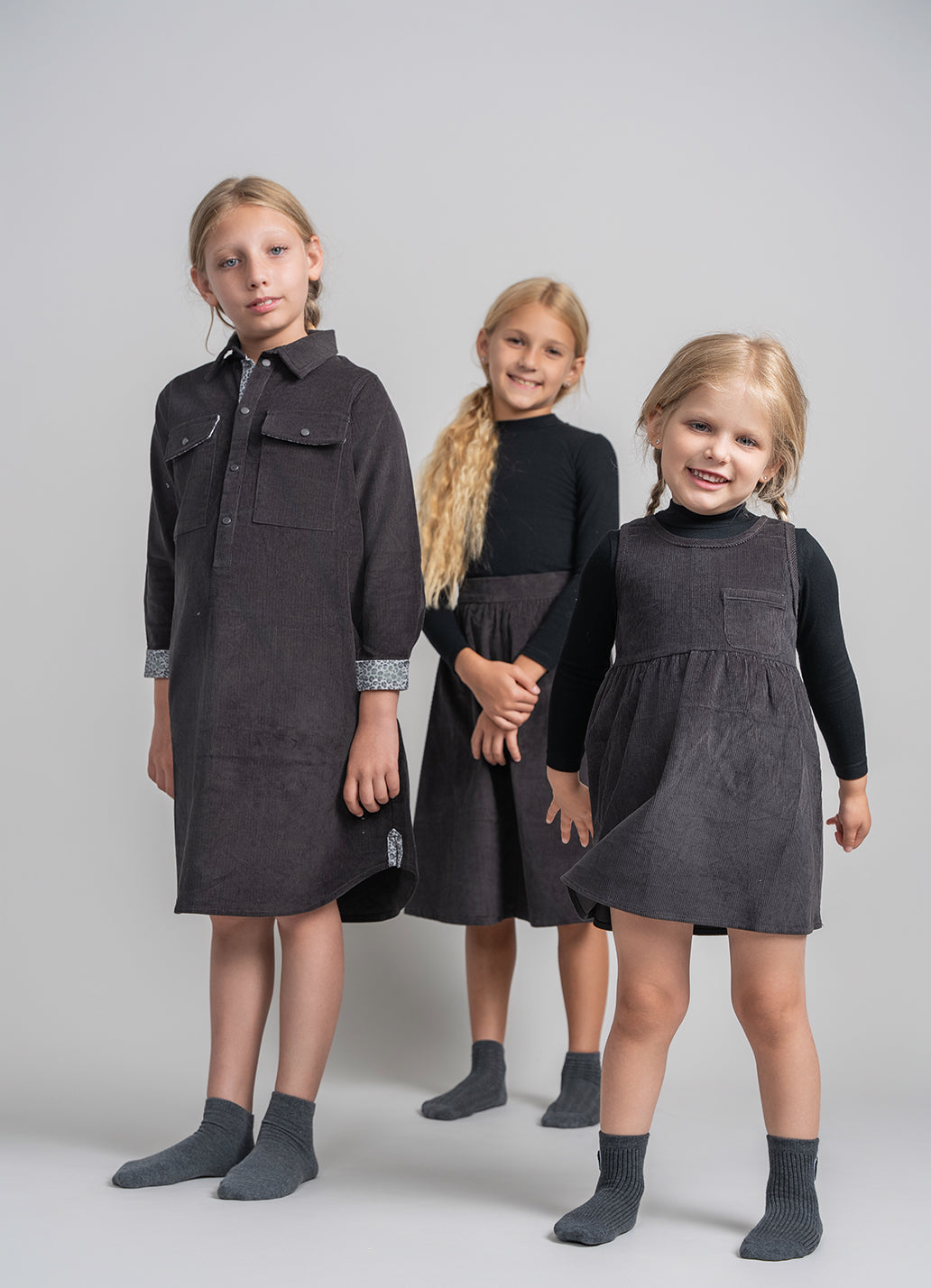 Corduroy Jumper Dress Charcoal