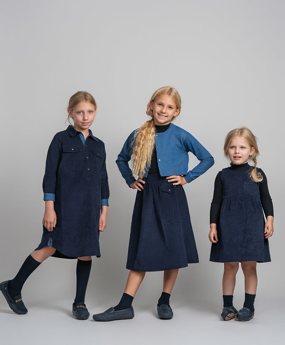 Corduroy Shirt Dress Navy