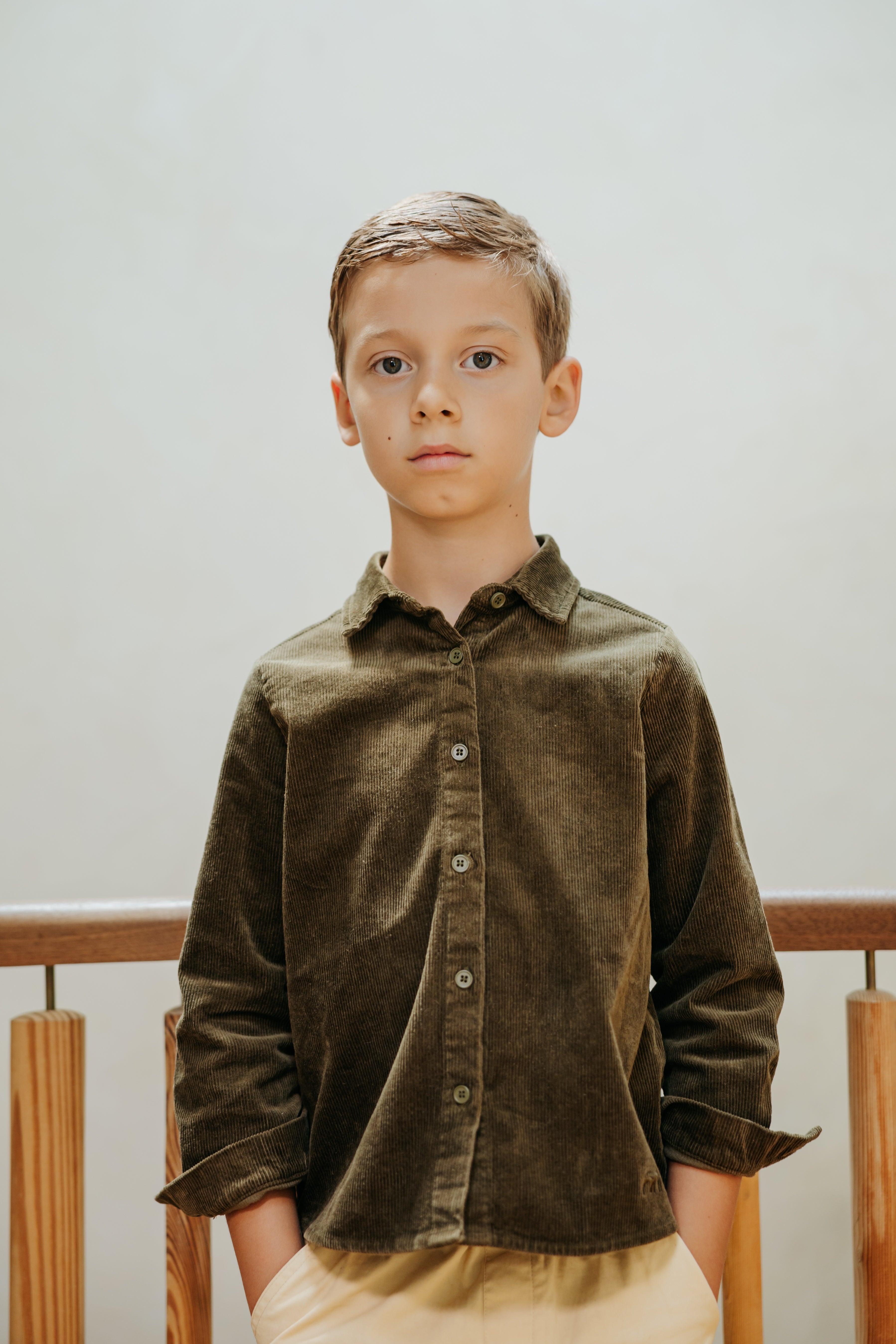 Denim Patch Washed Corduroy Shirt
