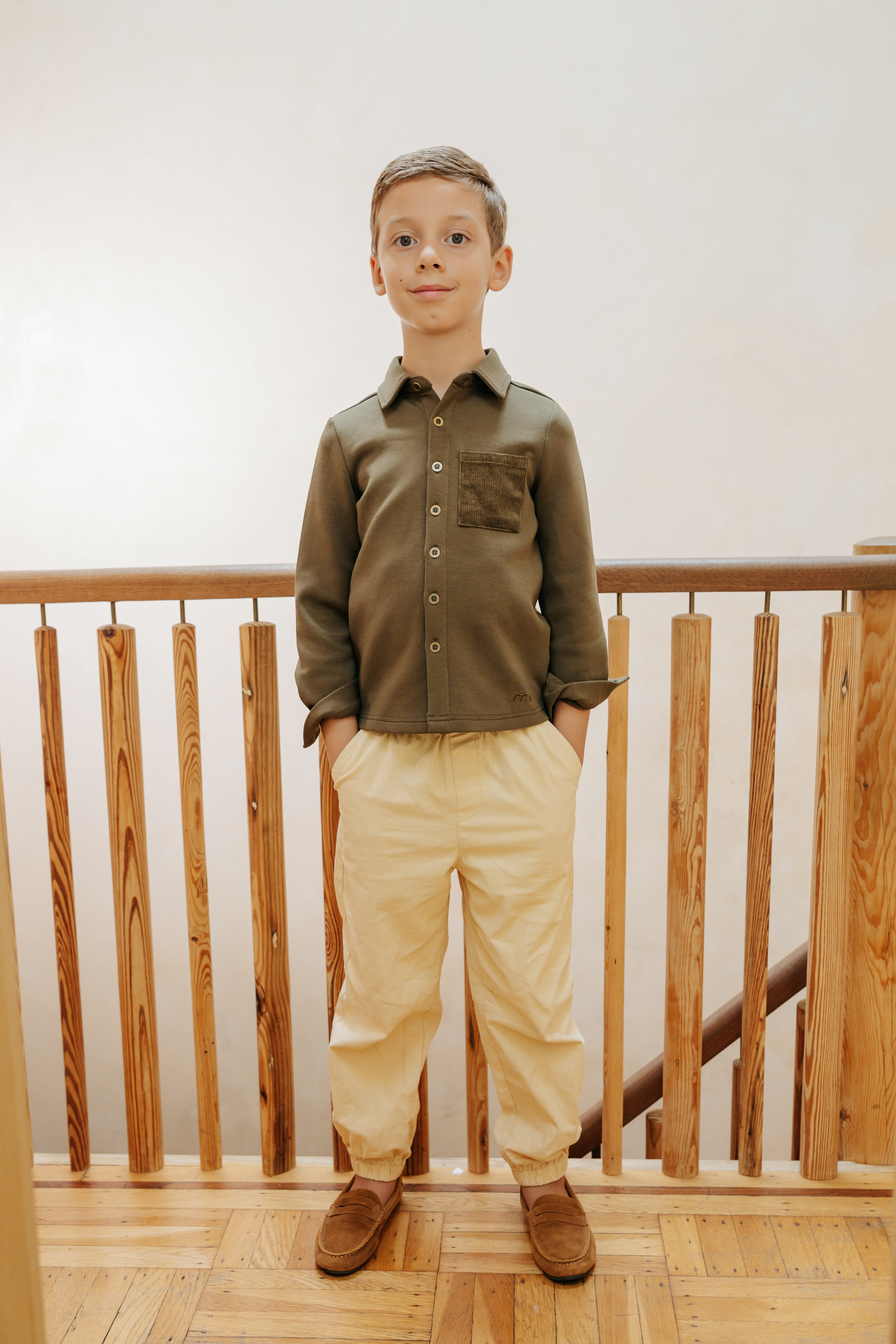 Washed Corduroy Pocket Stretch Shirt
