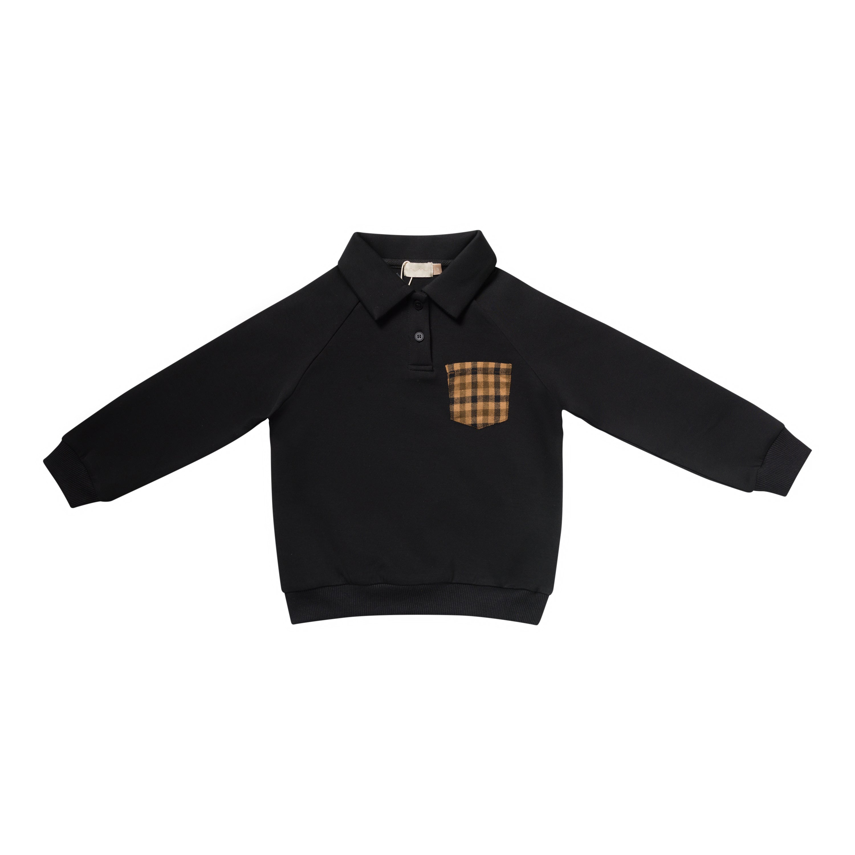 Plaid Detail Polo Sweatshirt