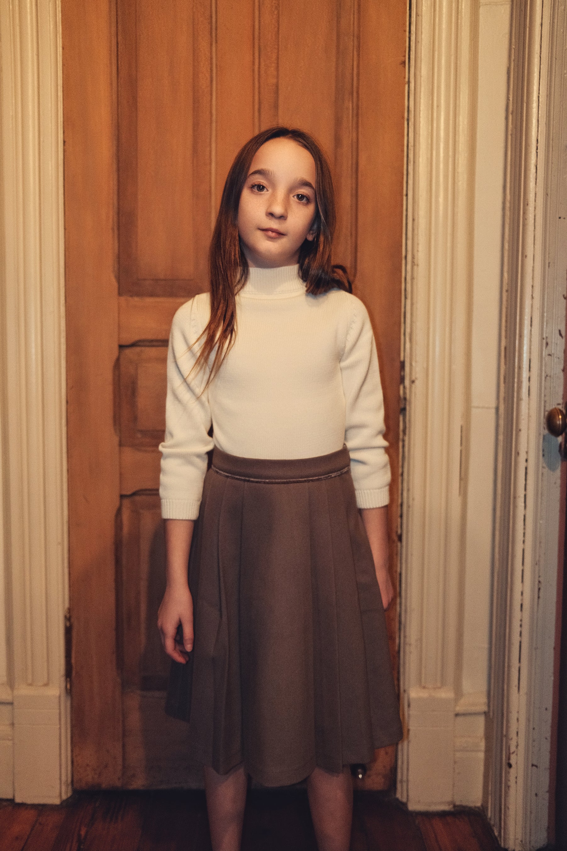 Wool Pleated Midi Skirt