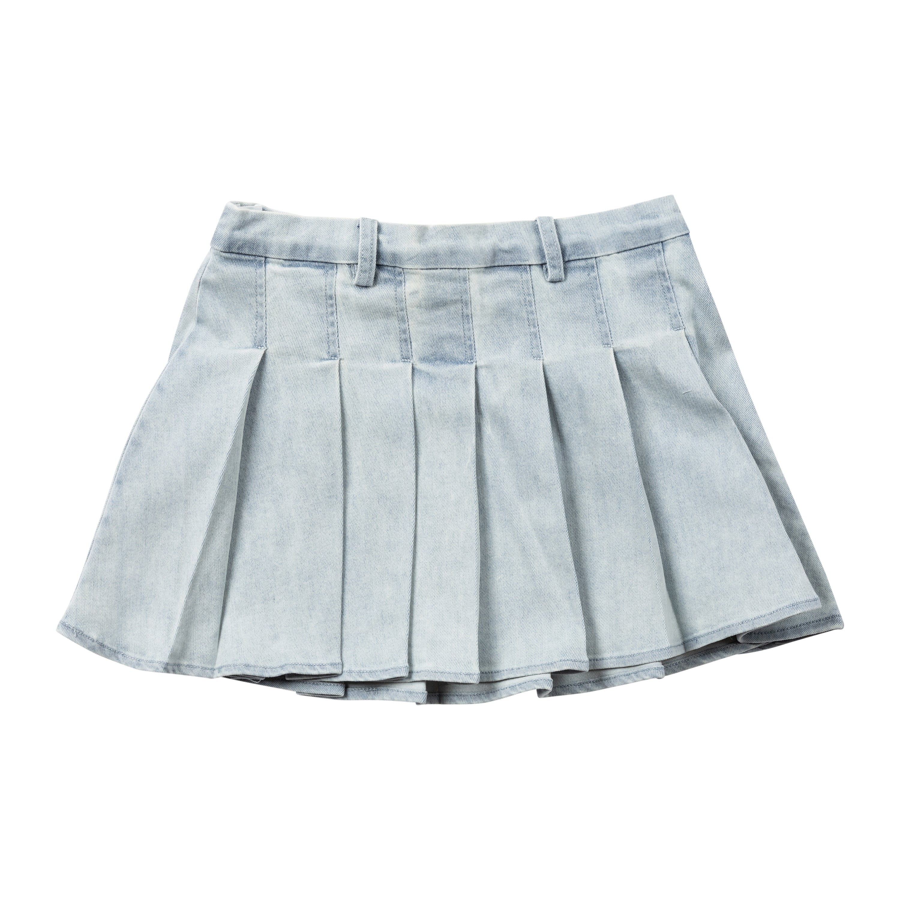 Box Pleated Denim Skirt