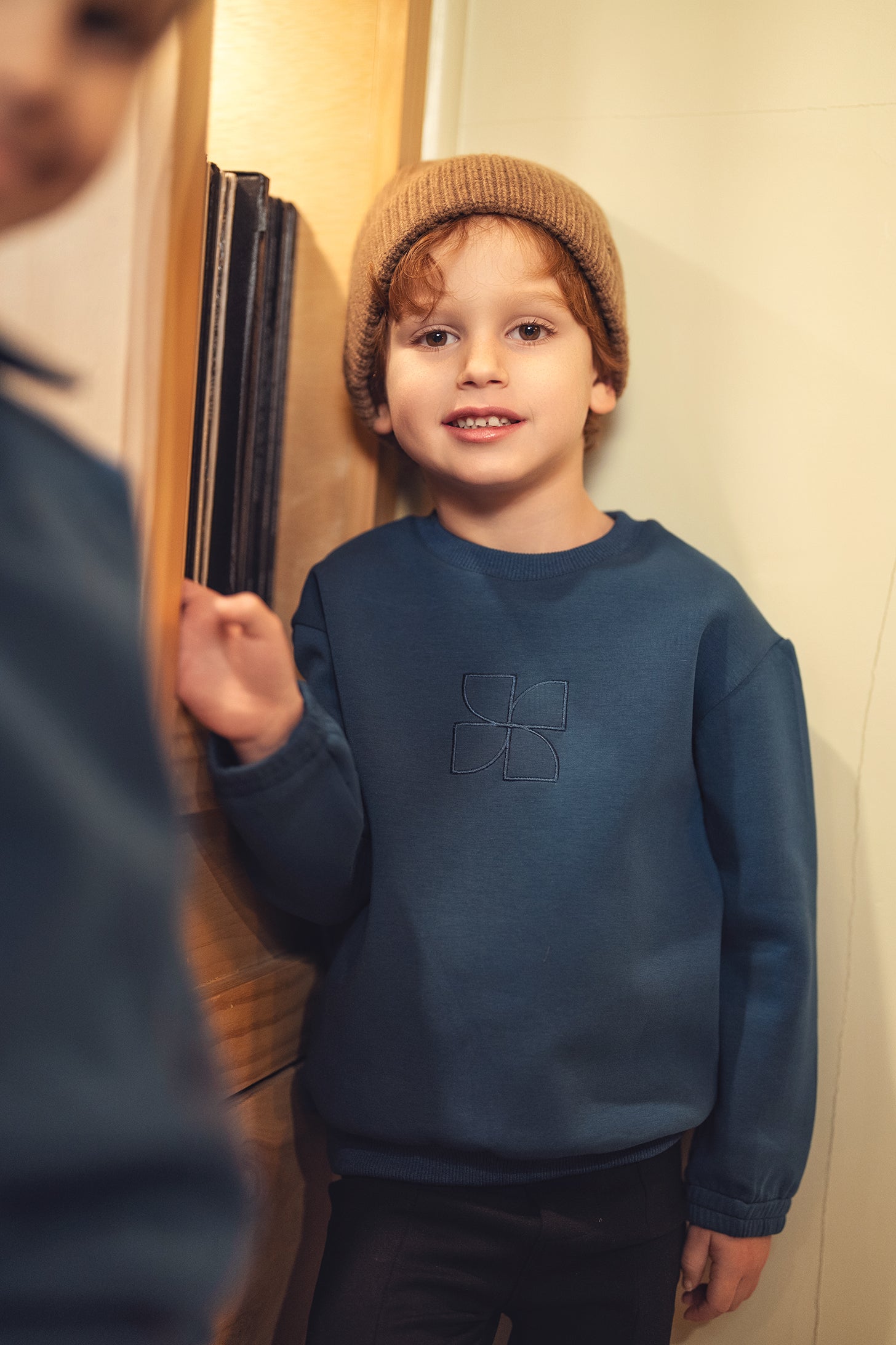 Embroidered Fan Polo Sweatshirt