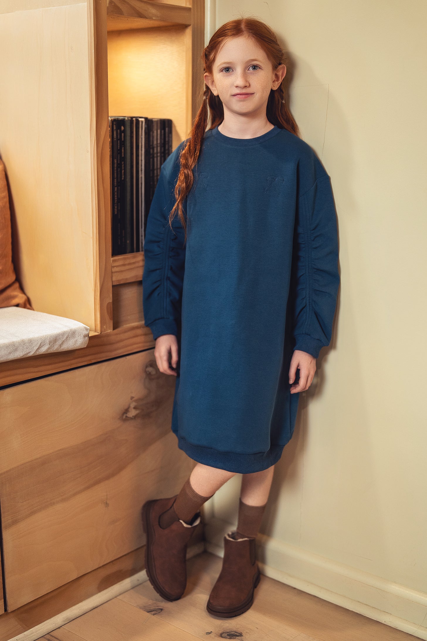 Embroidered Bow Sweatshirt Dress