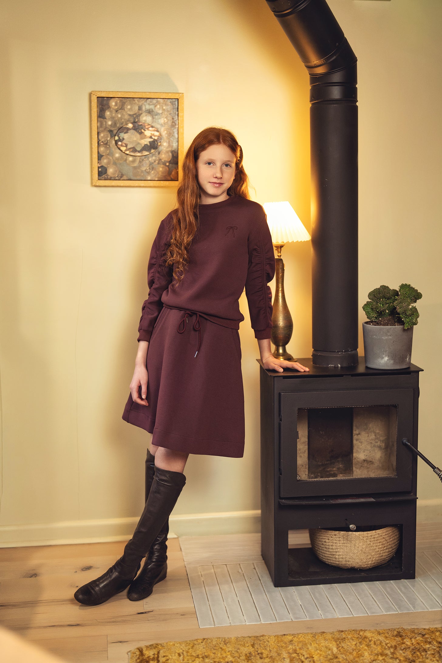 Embroidered Bow Sweat Skirt