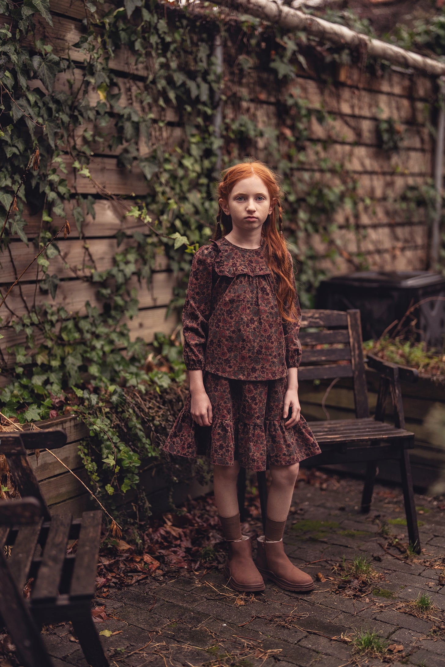 Corduroy Flower Print Skirt