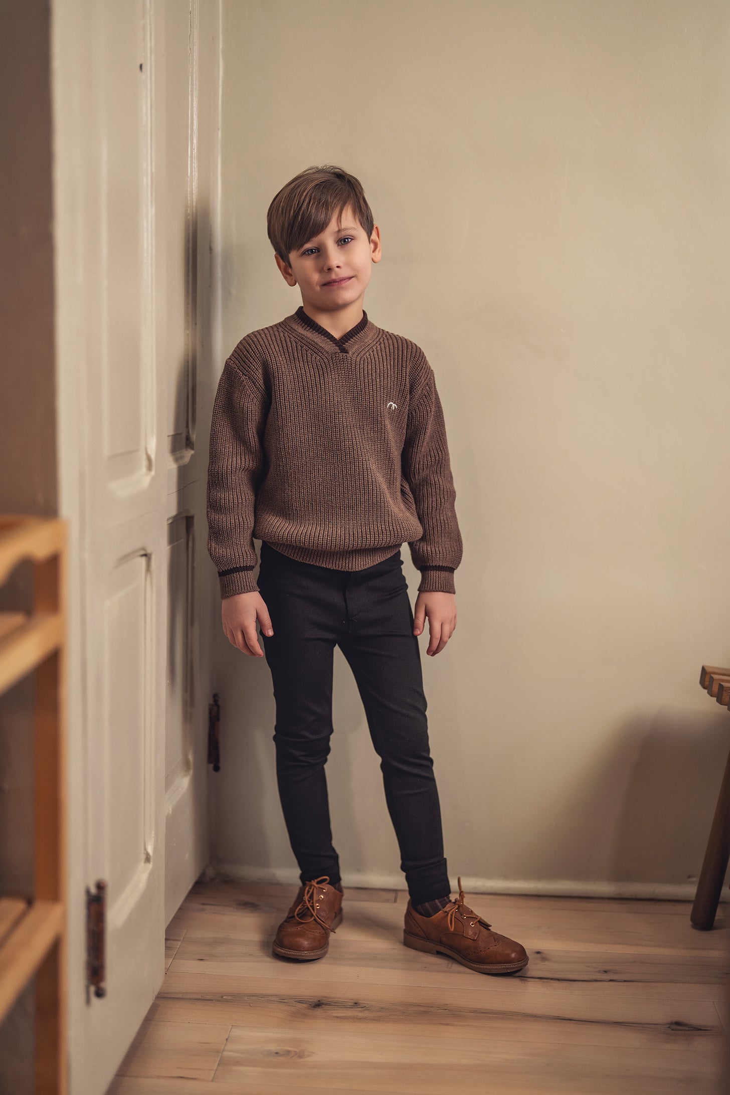 Boys Stripe V Neck Sweater