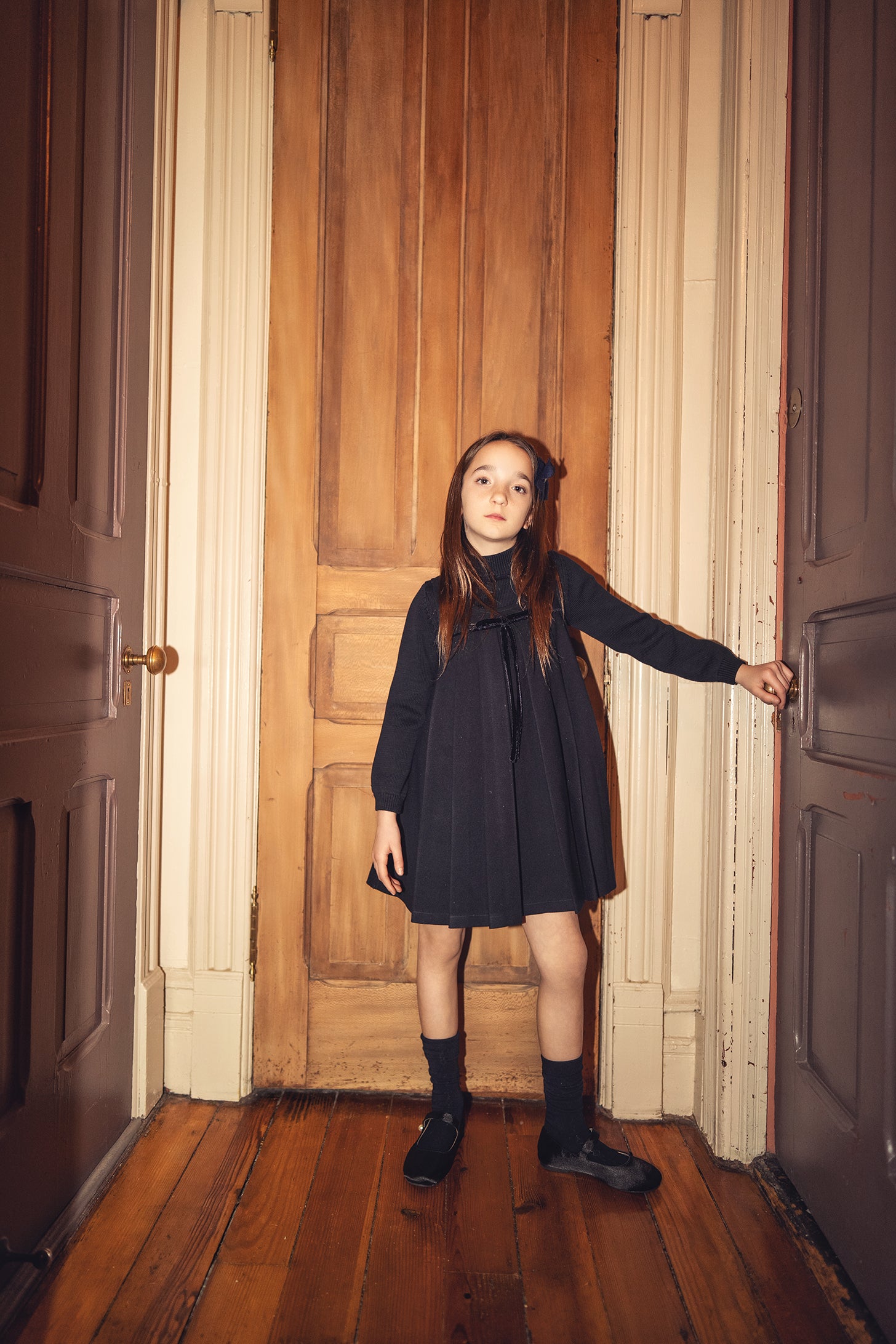 Wool Pleated Swing Dress