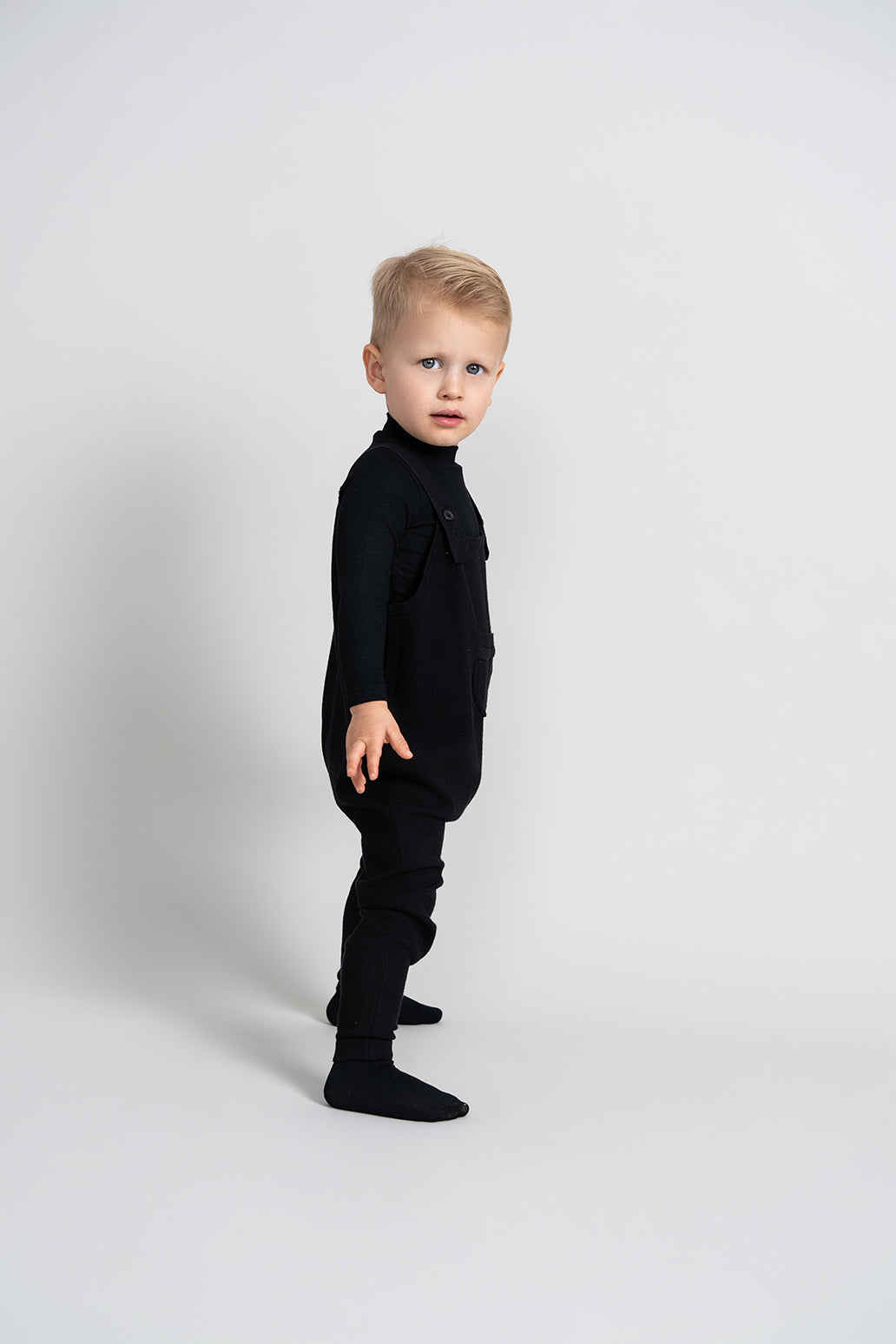 Knit Baby Romper with Pocket Detail Black