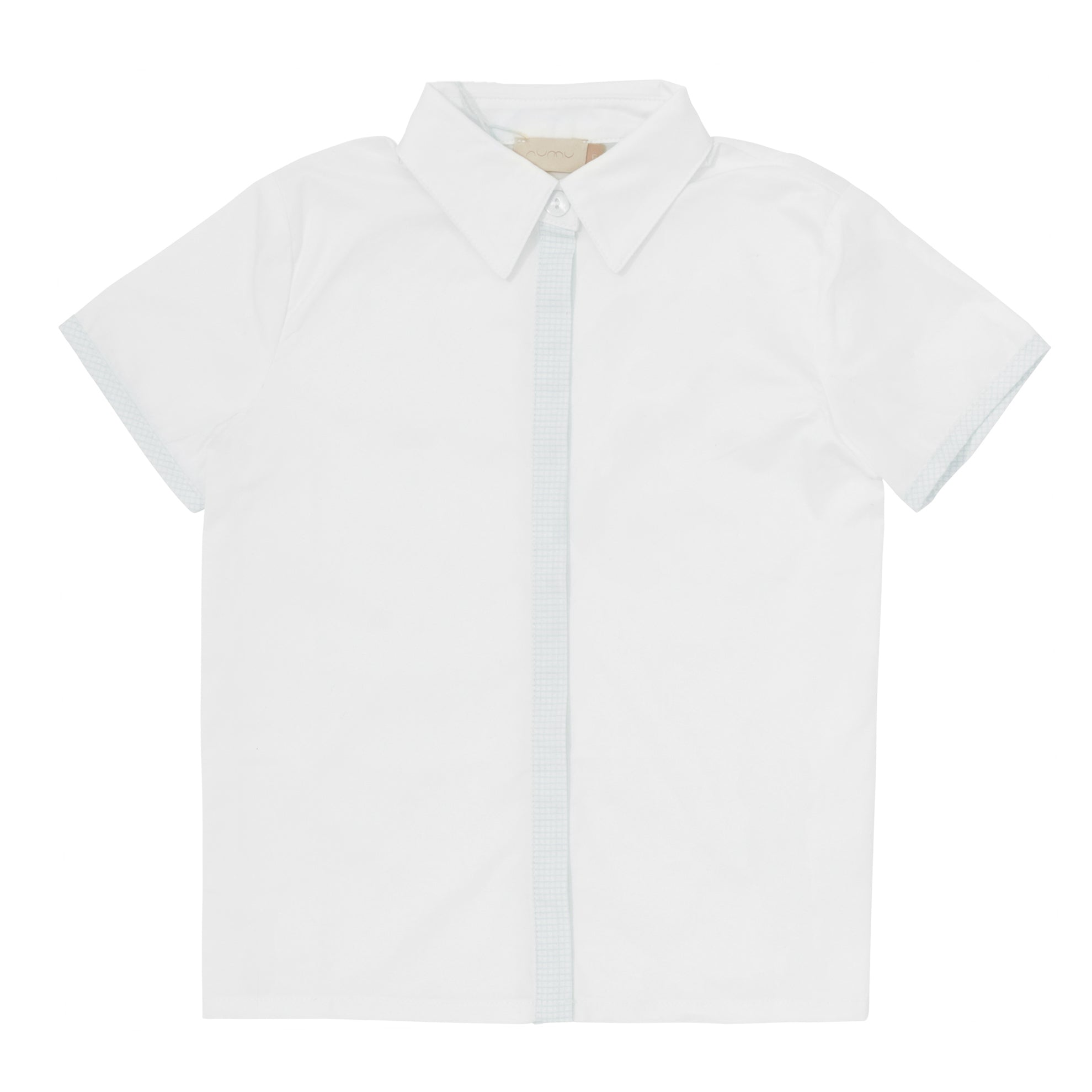White Shirt(Boys) Micro Checked Piping