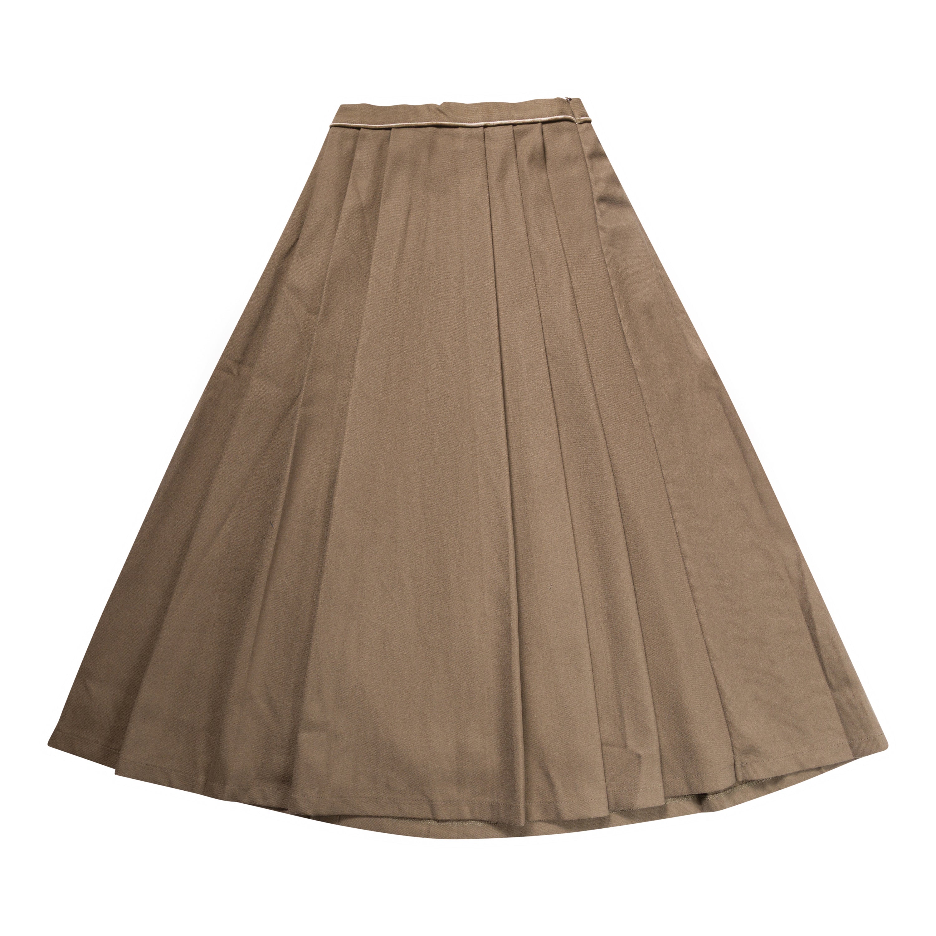 Wool Pleated Midi Skirt