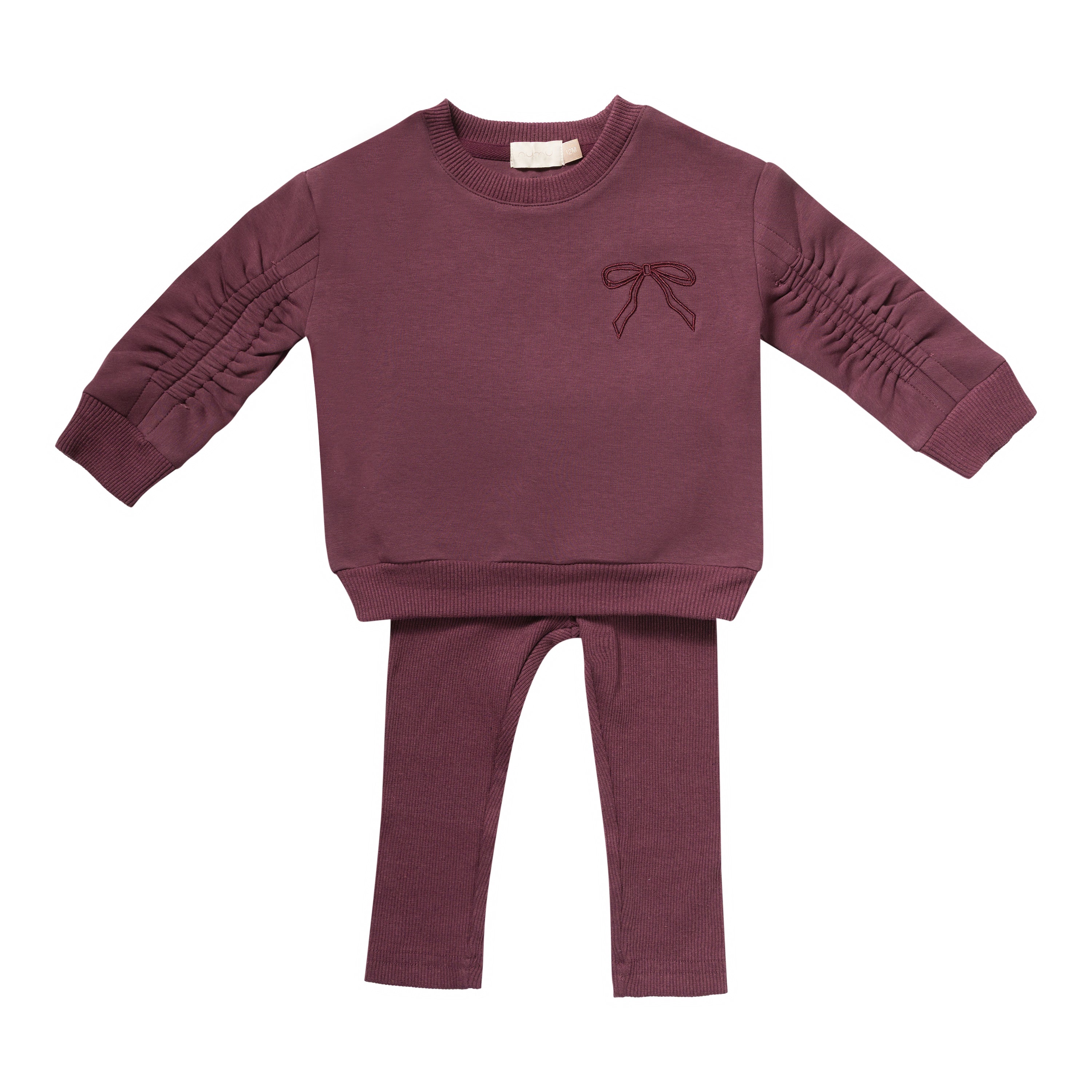 Embroidered Bow Toddler Sweat Set